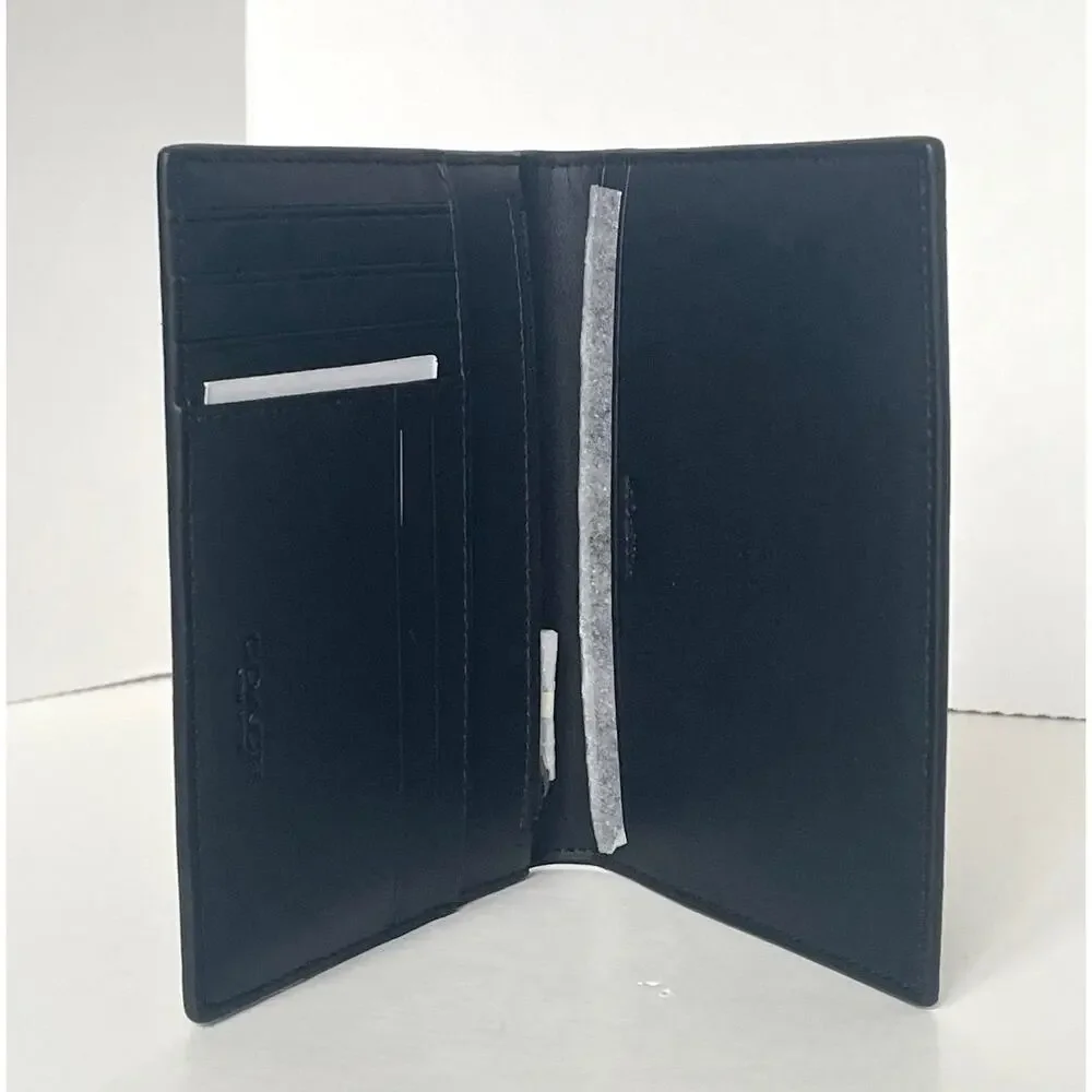 Coach CW170 Black Charcoal Signature Canvas Passport Holder